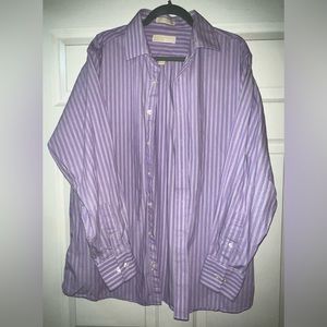 LOWEST PRICE!! NWOT Michael Kors size L long sleeve purple striped button down.